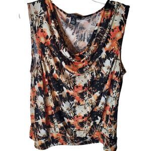 Style & Co. Cowl Neck Abstract Print 1X Shell Blouse